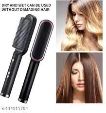 Hair Straightener brush for Women & Men, Hair Styler, Straightener Machine Brush/PTC Heating Electric Straightener with 5 Temperature Control (Multi colour) - SKNCART