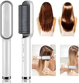 Hair Straightener brush for Women & Men, Hair Styler, Straightener Machine Brush/PTC Heating Electric Straightener with 5 Temperature Control (Multi colour) - SKNCART