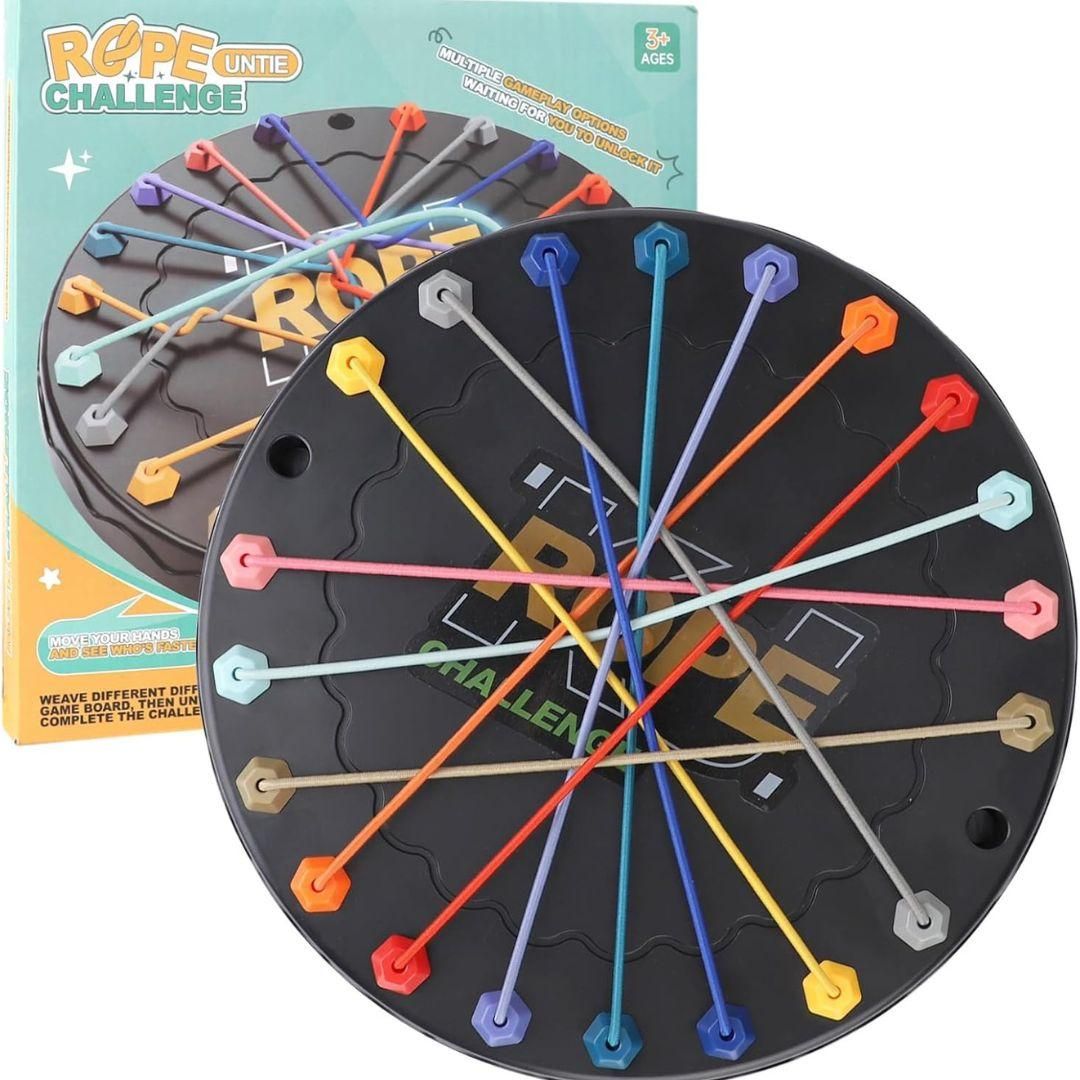 Rope Sorting Puzzle, Brainy Teaser Rope Strategy Board Game Logic Knots Untangling Table Toy - SKNCART