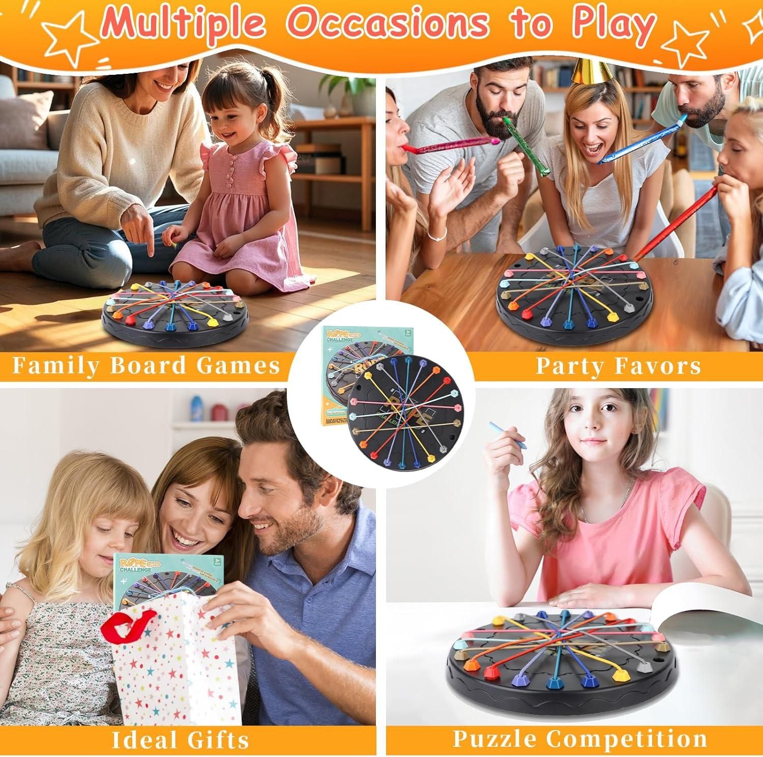 Rope Sorting Puzzle, Brainy Teaser Rope Strategy Board Game Logic Knots Untangling Table Toy - SKNCART