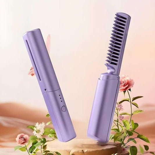 Meneflix Portable Mini Hair Straightener Cordless Rechargeable Mini Adjustable Hair Straightener Hot Comb - SKNCART