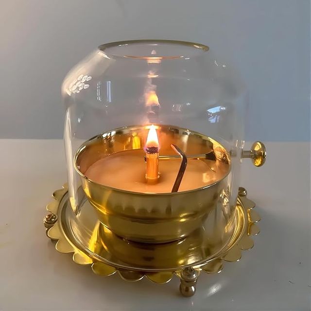 Akhand Diya Lamp with Adjustable wick & Glass - SKNCART